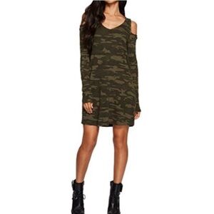 NWT Sanctuary Camo Cold Shoulder T Shirt Dress S